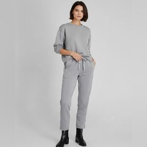 CLUB MONACO Satin Stripe Sweatpant in Light Grey | Small